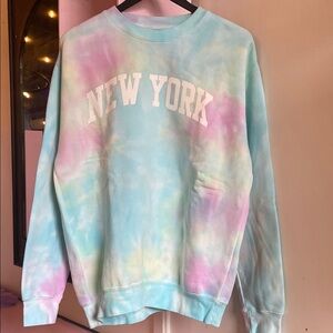 Pastel Tie-Dye New York Women's Crew Neck Sweater